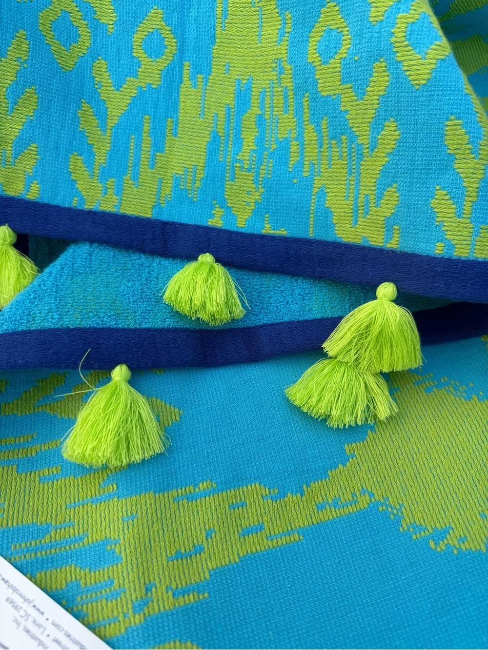 NWT John Robshaw Twl Peacock Turkish Cotton SET OF TWO Beach Towels Tassel Hem - Picture 5 of 8